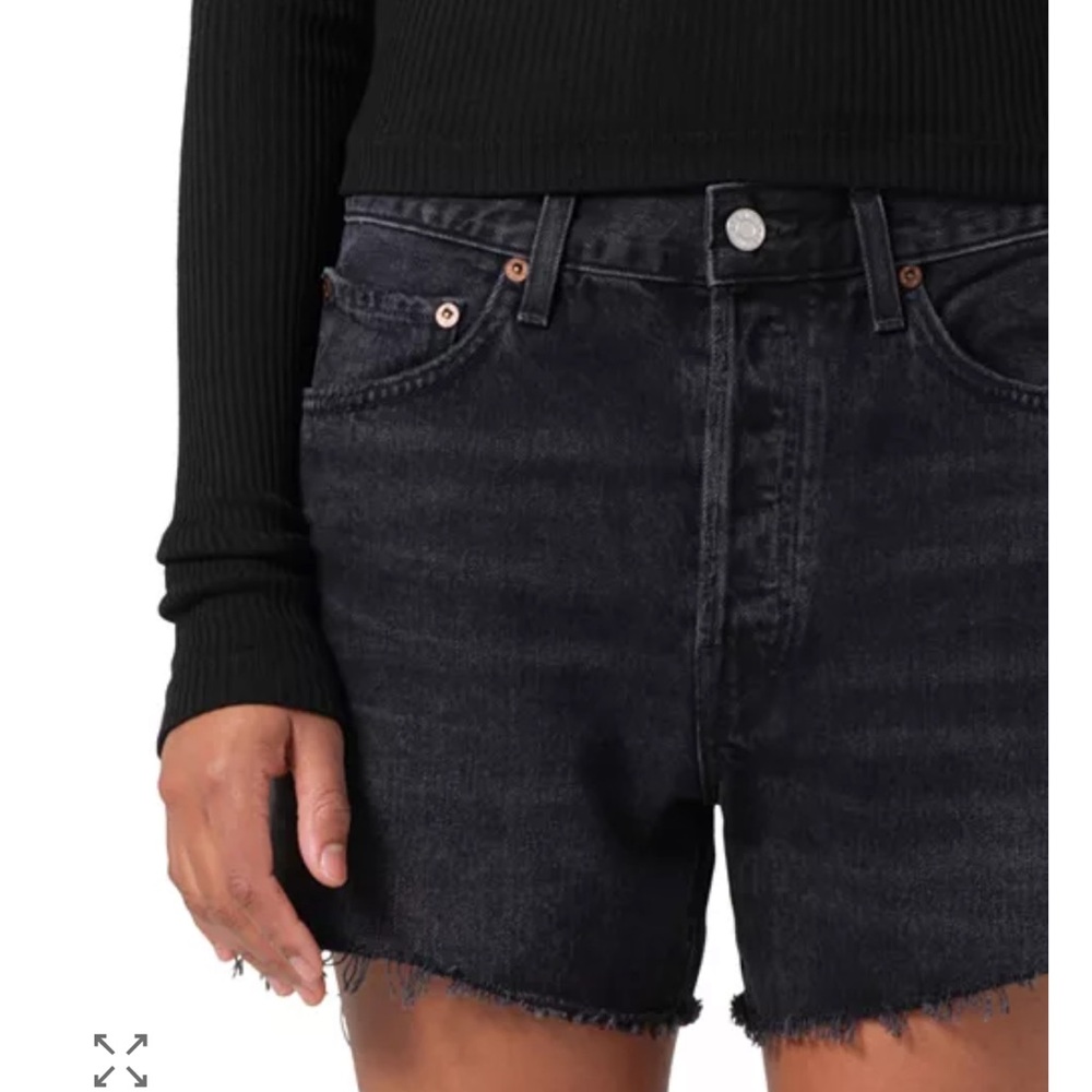 Agolde High Rise Black Denim Shorts